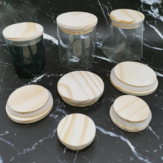 Крышки из соснового дерева с силиконовым уплотнителем для банок и контейнеров