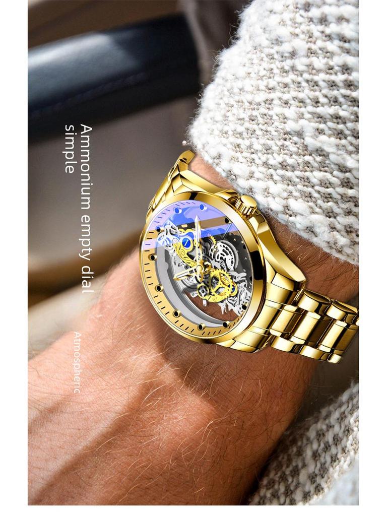 Men's Double-Sided Luminous Automatic Watch - Waterproof & Non-Mechanical