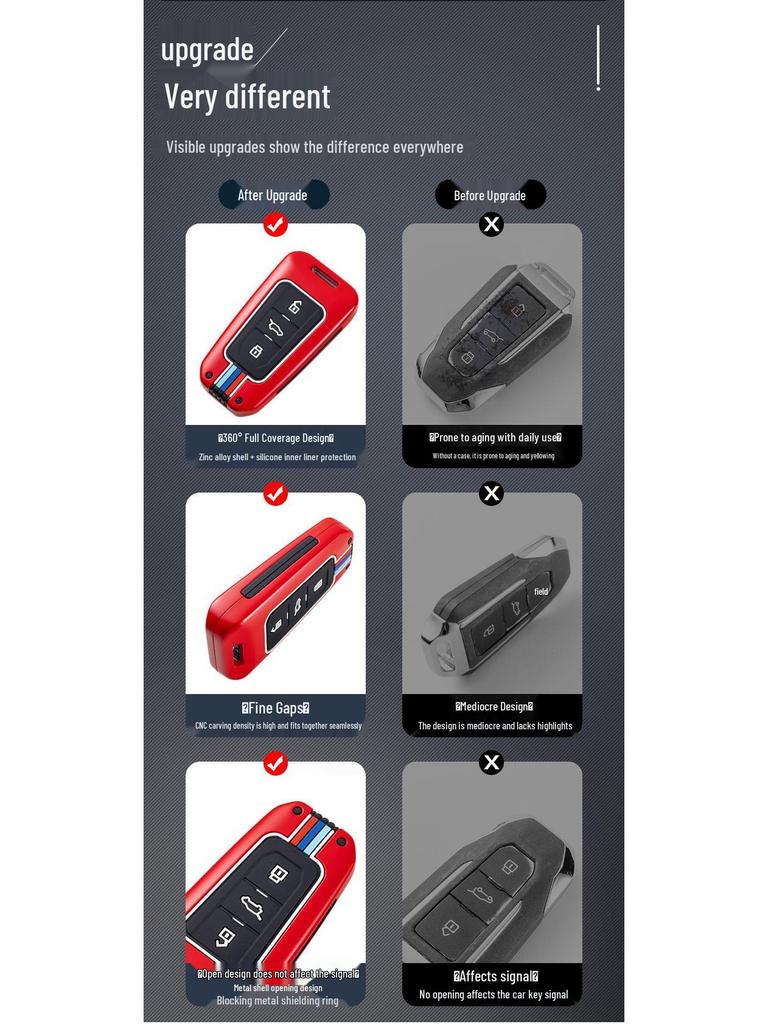 Metal Key Case for Beijing BJ20/BJ40plus/BJ40L/80 - Car Key Bag Shell with Buckle