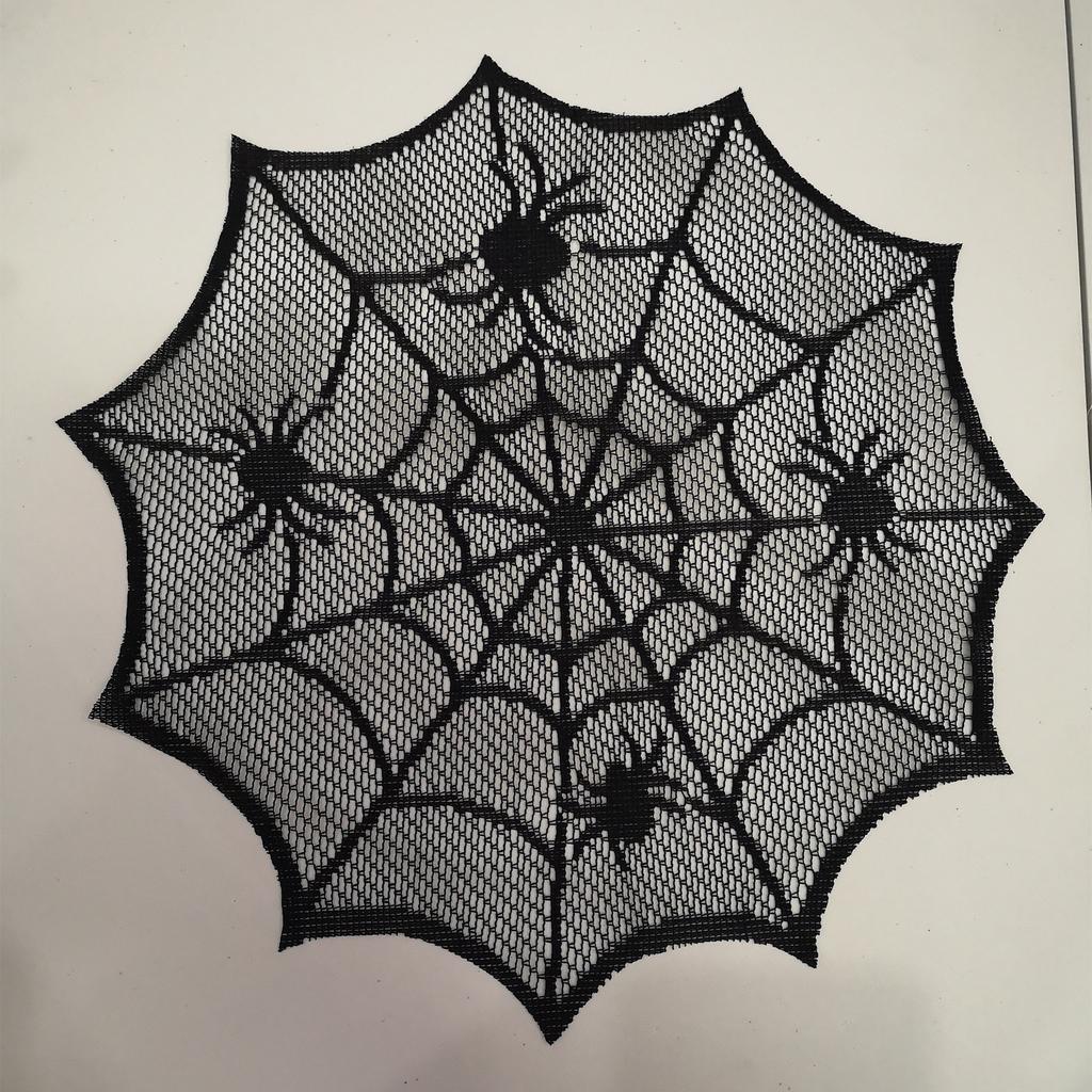 Elegant Spider Web Lace Doily Black Cobweb Table Topper Placemat for Romantic Home Decoration
