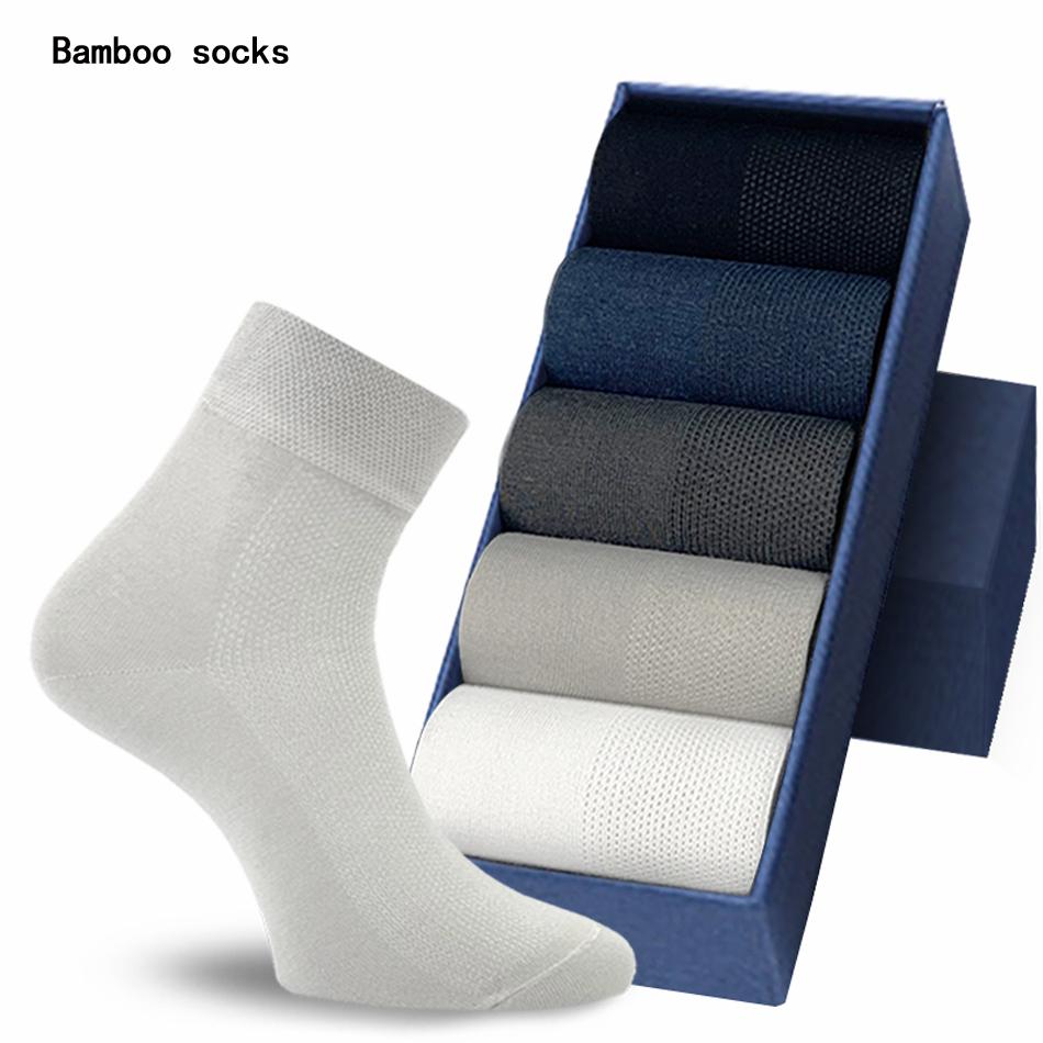 5 Pairs Mens Bamboo Sock Light Weight Thin Mesh Breathable Socks Men Summer Anti Odor Middle Cut Cool Sock
