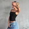 Womens Sexy Backless Crop Top Slim Fit Sleeveless Tank Pure Color Stretchy