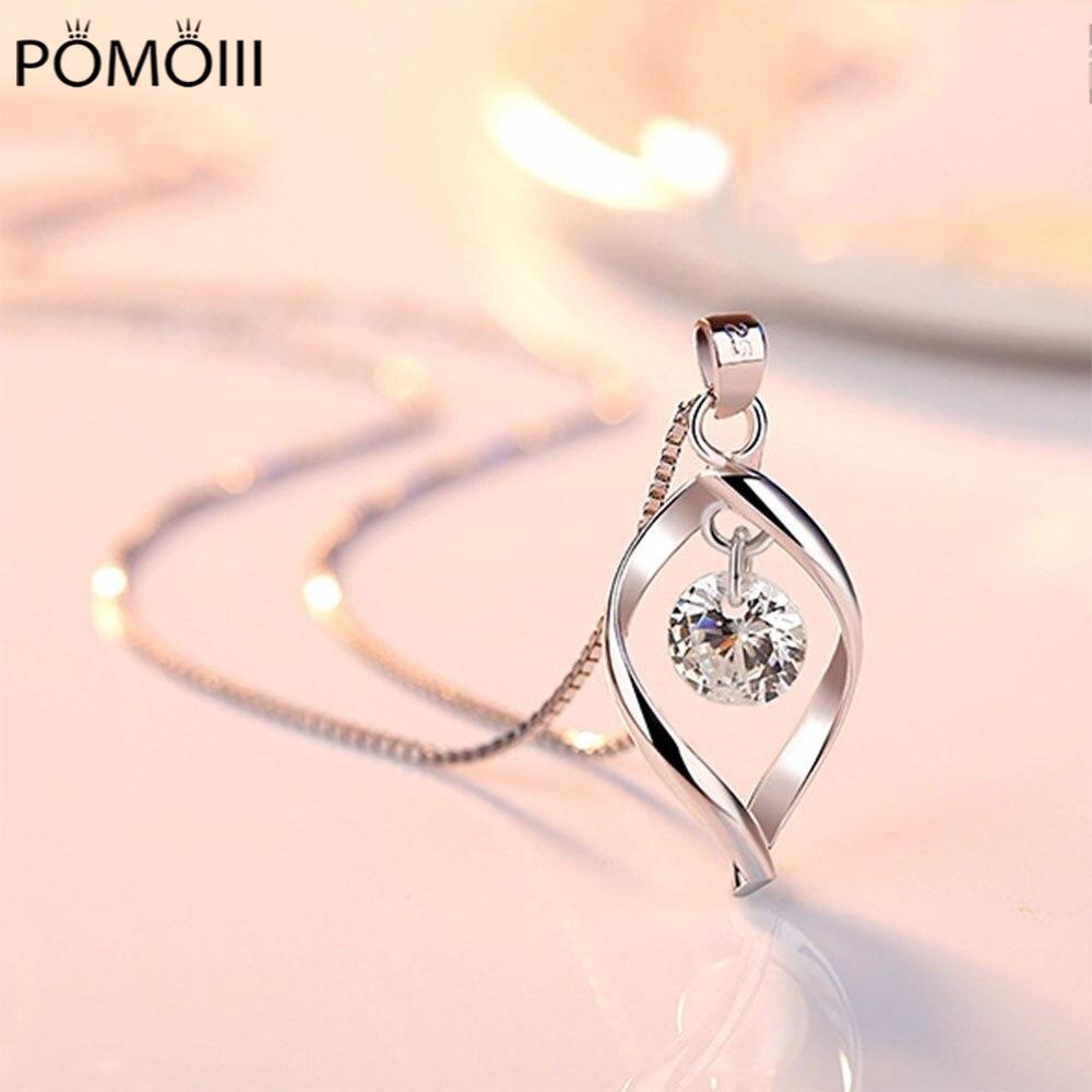 Новые женские ожерелья из стерлингового серебра 925 пробы, модная подвеска в форме капли, высокое качество, циркониевая цепочка на ключицу, длина ювелирных изделий 45 см