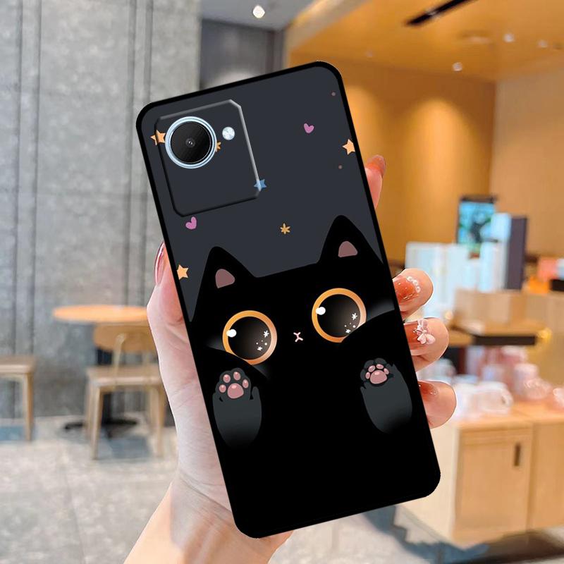 Милый чехол с изображением черного кота для Realme C55 C33 C31 C35 C30 C11 C15 C25s C21Y GT Neo 5 3T 2T 8 9 10 11 Pro Plus