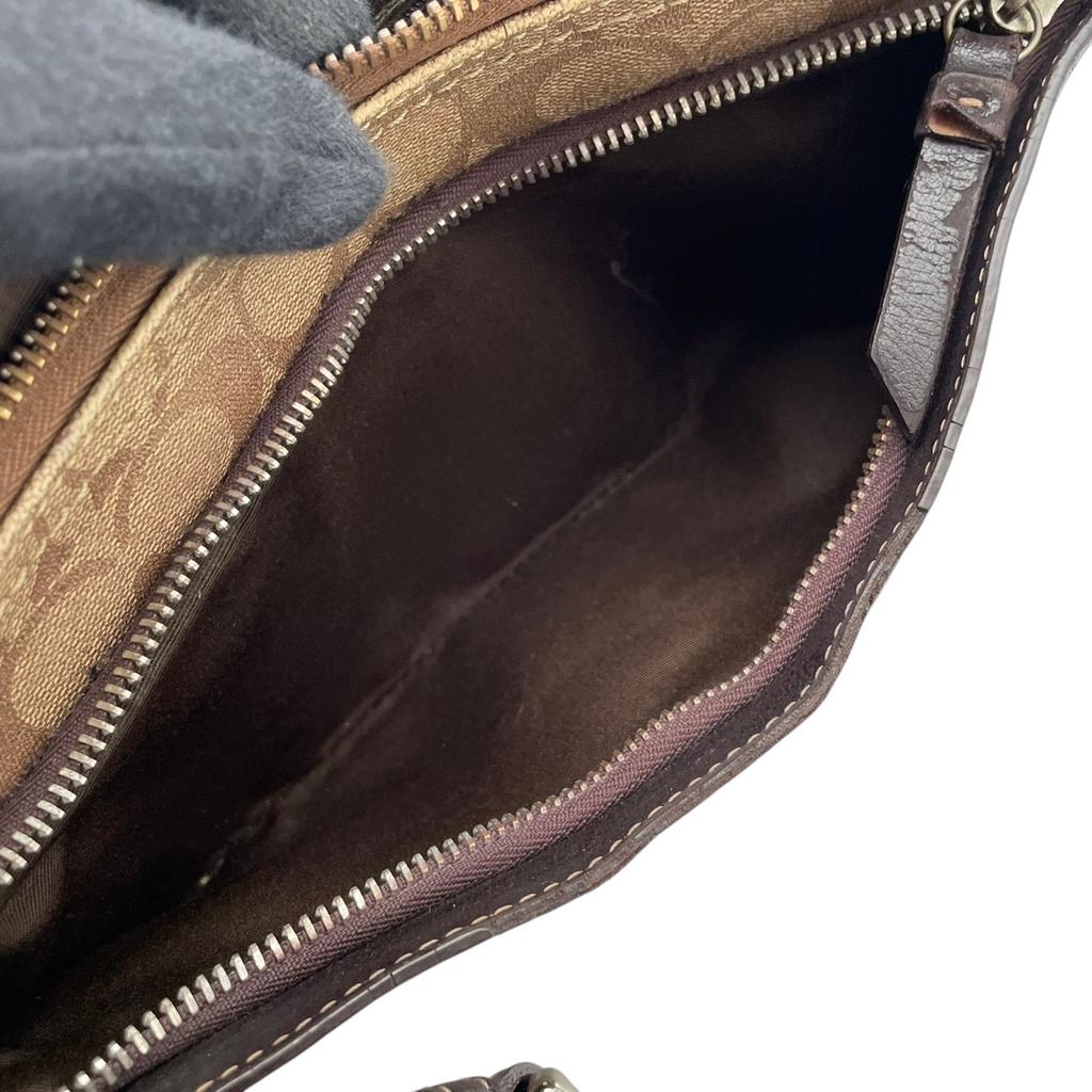 Used COACH Shoulder Bag Heritage Signature Heritage Signature Shoulder BagShoulder Bag light brown/Brown PVC coated canvas/leather Women