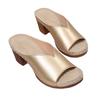 2025 Summer New Fashion High Heel Thick Heel Fish Mouth One-word Drag Women, European and American Large Size Thick Heel Cool Slippers Women