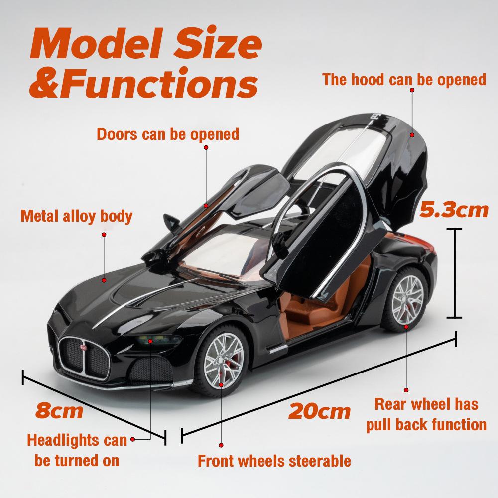 1/24 масштаб Bugatti Atlantic Supercar, литая под давлением модель автомобиля, игрушечный автомобиль с откатным механизмом со звуком и светом для детей, коллекция подарков для мальчиков и девочек
