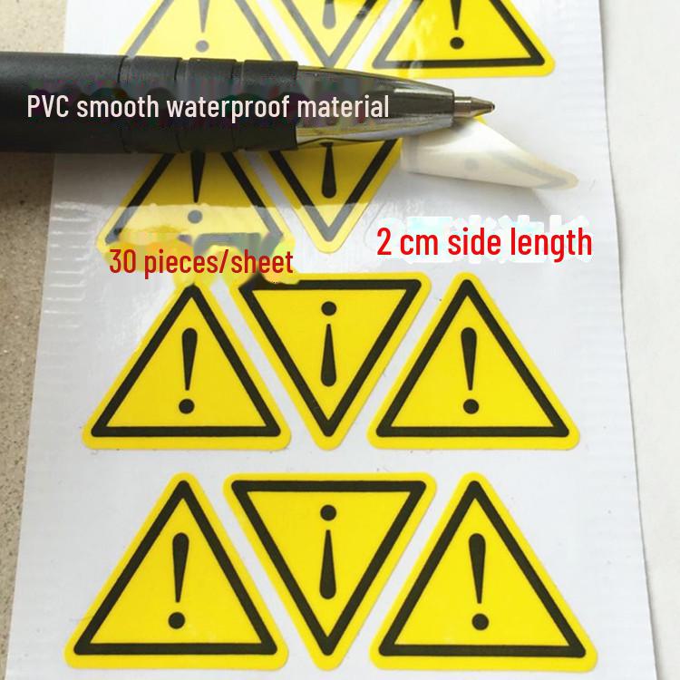 10 Yellow PVC Warning Stickers - 35mm, Electric Shock Hazard for Electrical Cabinets