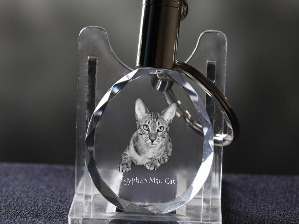 Egyptian Mau Cat – Fob with cat photo, crystal key ring in gift box | Art-Dog