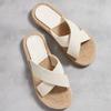 Fashion Handmade Ladies Home Slipper Hemp Straw Women Sandals Casual Outdoor Cross Slipper Female Summer Beach Wear Flat Heel Shoes