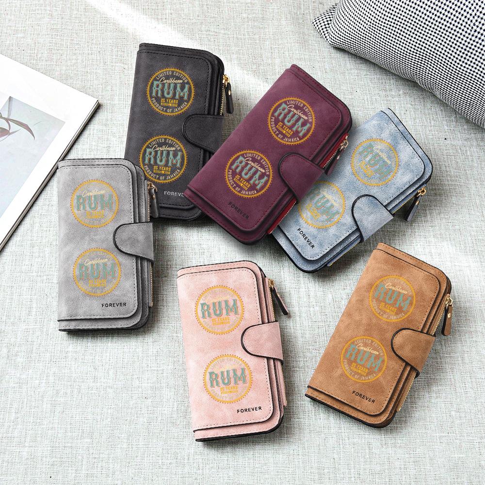 Vintage Print Long Wallet PU Leather Multislot Card Holder Casual Portable Cash Purse for Daily Use