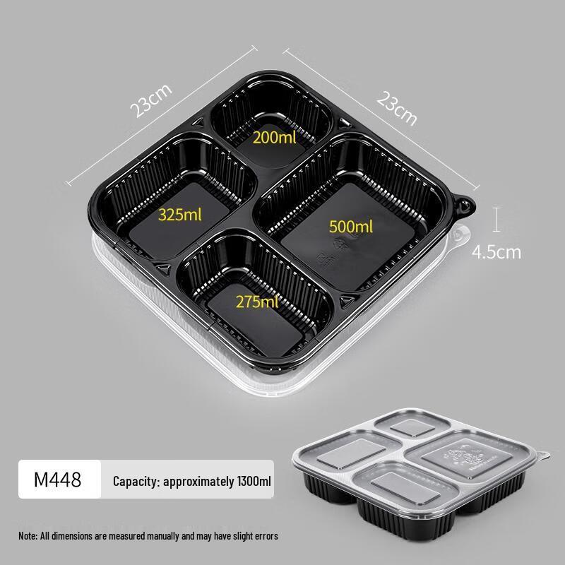 HANDUNYOU 4-Compartment Disposable Food Containers