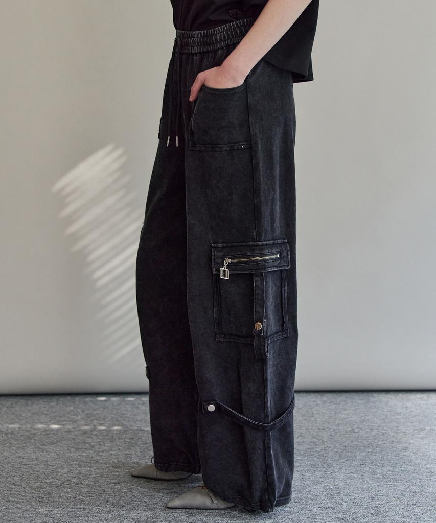 MAXZA Vintage Washed Cargo String Wide Pants