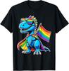 Dinosaur Gay Pride LGBT Rainbow Flag T-Shirt