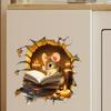 Уютная Мультяшная Мышь Читает Книгу при Свечах в Мышиной Норе Наклейка на Стену Туалета Самоклеящаяся Ванная Комната Домашний Декор Искусство Оптовая Продажа