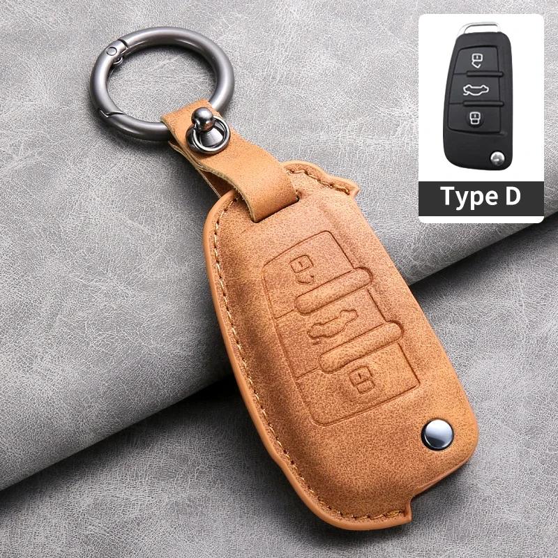 Car Key Case Cover For A1 A3 A6 A6L Q2 Q3 Q7 TTS R8 S6 RS3 Leather Car Key Shell Accessories