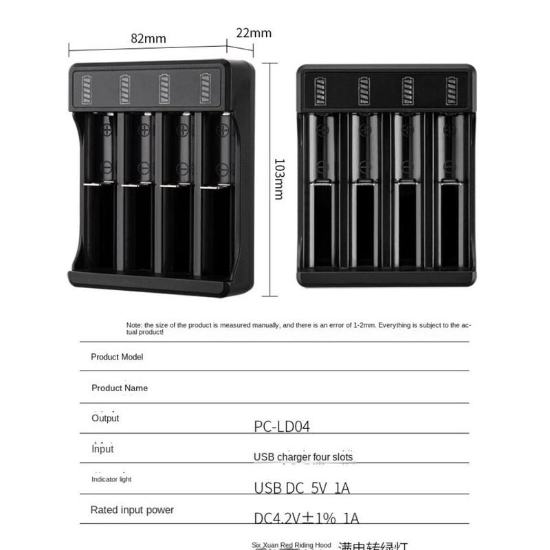 Зарядное устройство с 2/4 слотами и кабелем светодиодного индикатора. Зарядное устройство для литиевых батарей 4,2 В. Адаптер быстрой зарядки для 18650, 18500, 16340, 14500, 26650.