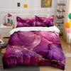 3Pcs Pink and Purple Alcohol Ink Bedding Set, Marble with Gold Foil Print Duvet Cover + 2 Pillowcases, Luxury Glam Decor
