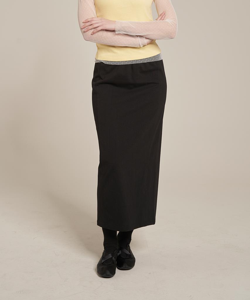 Iteoneolmomeonteu Solid Washed Long Skirt _ Black