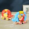 BABIBO Wooden Children Early Education Elephant Mother Drag Animal Cart Exercise Hand-eye Coordination Parent-child Interactive Educational Toys