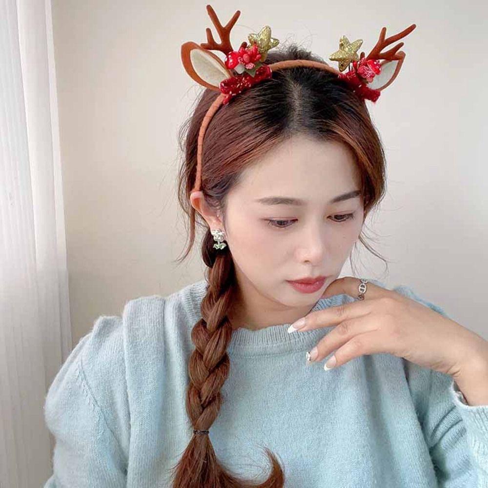 Headband Merry Christmas Decor Children Hair Clip Christmas Headwear Elk Hair Hoop Antler Hairpin