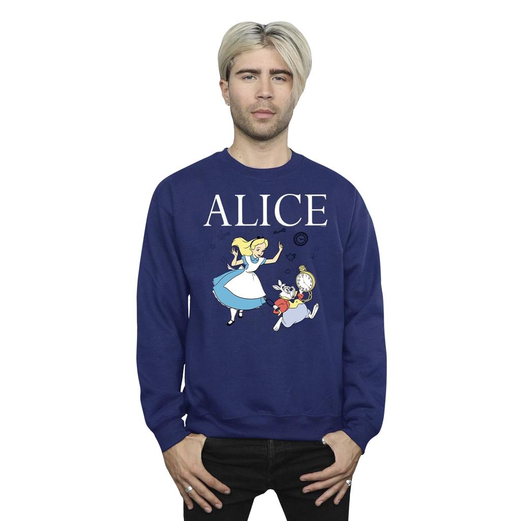 Disney Mens Alice In Wonderland Follow The Rabbit Sweatshirt