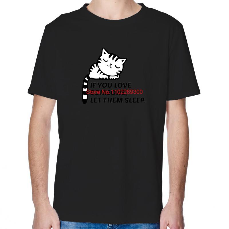 Sleeping Cat TShirt Funny Shirts Graphic Tee Tops TShirt New Arrival Goods High Quality Short Sleeve Tee Cotton Mens TShirts