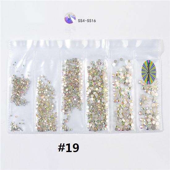 1 сумка, смешанные размеры, Стразы для ногтей, кристаллы, стекло, алмаз, драгоценный камень, украшения для дизайна ногтей, маникюрные инструменты, 20 цветов на выбор