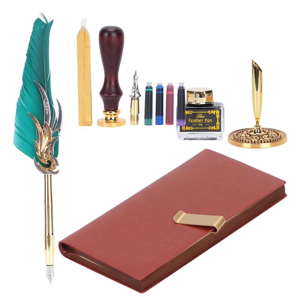 Dip Calligraphy Pen Set Feather Ink Sac Fountain Pen Gift Box Kit with Lacquer Stamp ToolSP139035
