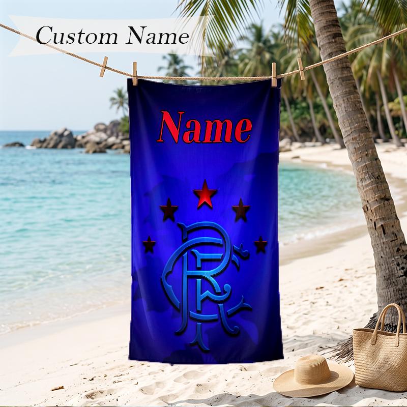 rangers fc Custom Name Printed Beach Towel Personalized Soft Towel For Swimming Beach Travel