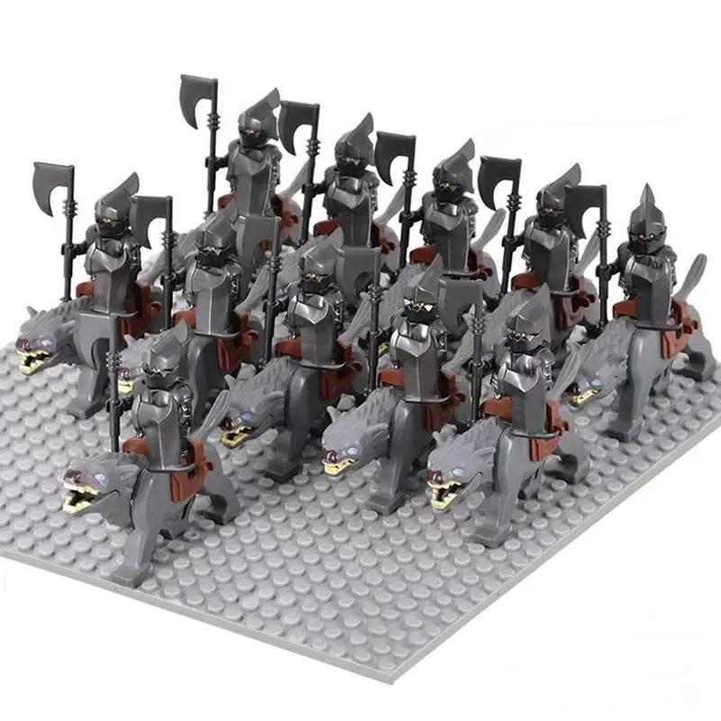Middle Age Demon Realm Warg Varg Orcs Soldier VS Uruk-hai Azog Figures Creative War Mount Elk Boar Wolf DIY Bricks Toys for Kid