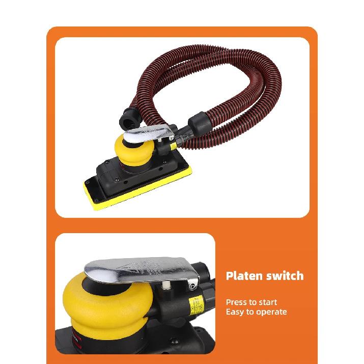 HIFESON 70x198mm Pneumatic Orbital Sander 98A Air Sander Polishing Vacuum Rectangular Sanding Machine For Metal Car Polishing