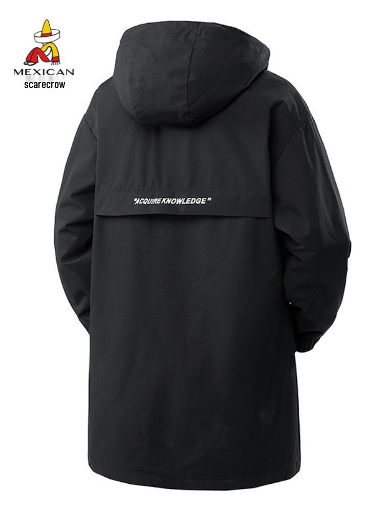 Мужской плащ-тренч со капюшоном средней длины "Пугало" - Модный, свободный, больших размеров для весны и осени