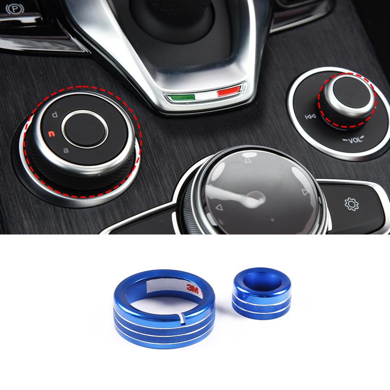 Для Alfa Romeo Giulia Stelvio 2017-автомобильная центральная консоль, мультимедийная ручка, кольцо переключателя, декоративная крышка, отделка интерьера