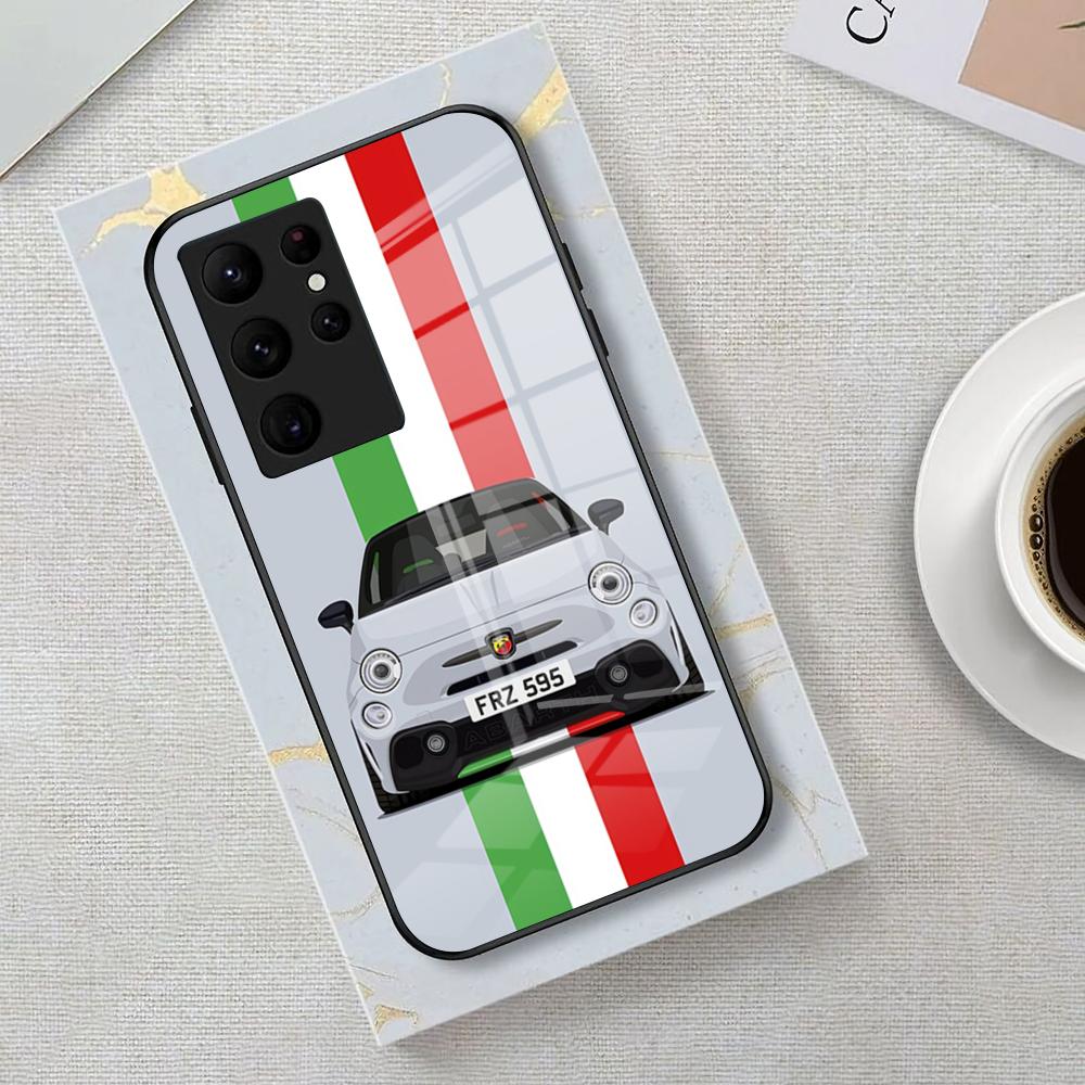 A-abarth Car Phone Case For Samsung S25 Edge Ultra 23 22 21 20 Ultra Plus S24 Fe A54 53 25 Glass Cover