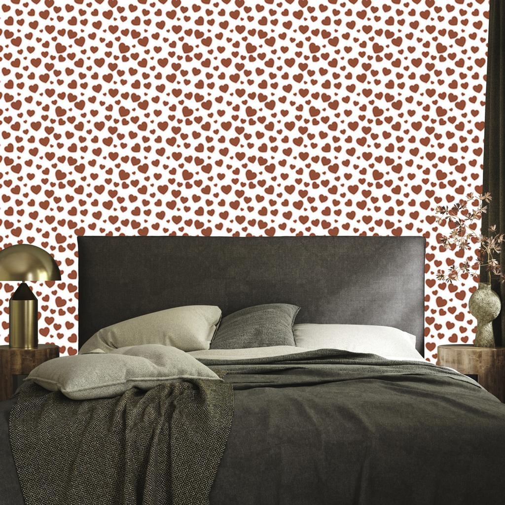 Heart Wallpaper White, Beige, Orange and Light Gray 50x1000