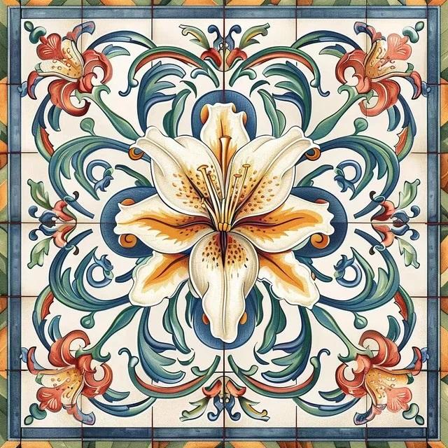 5D Diy Алмазная картина Цветная мандала Белый цветок лилии Вышивка крестом Полная квадратная круглая картина Мозаика Стразы Вышивка