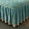 Luxury Solid Color Crystal Velvet Quilted Bedspread King Queen Size Lace Soft Coral Fleece Bed Skirt Not Including Pillowcase