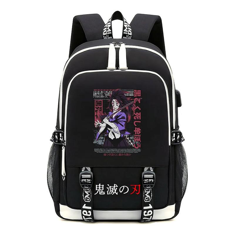 Анимационный школьный рюкзак demon slayer трансграничный тренд USB большой вместимости студенческий рюкзак для позвоночника