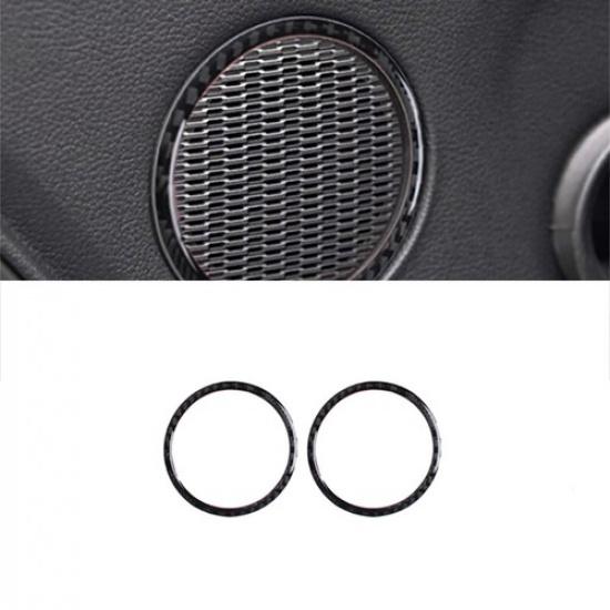 Carbon Fiber Door Speaker Decorative Bezel Cover Trim for Ford Mustang 2015-