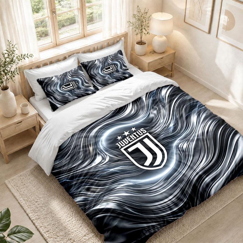 Bedding Set 1 Duvet Cover 2 Pillowcases Juventus FC Print Bedroom Home Decoration