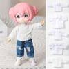 White Doll Clothes Fashion Doll T-shirt Tops Casual Wear Shirts  1/11 Ob11 Dolls/1/12 Bjd Dolls