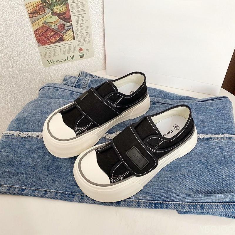 Модные парусиновые туфли женские летние новый стиль нишевые манговый носок толстая подошва простые удобные универсальные круглый носок студенческие белые туфли