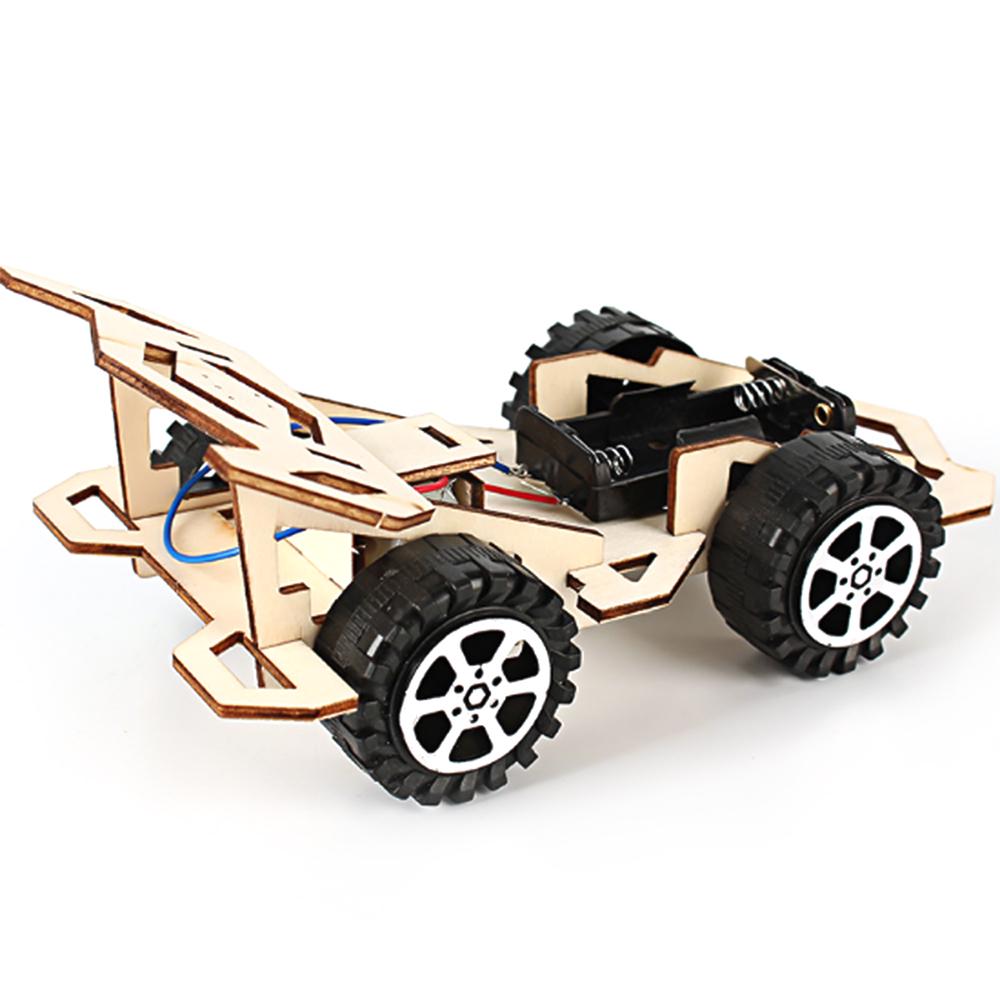 Wood Racing Car DIY Kit Kids Toy DIY Kit Electric Wooden Racing Car for Children Science and Technology Inventions Assembled
