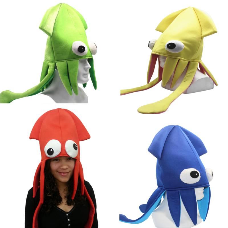 Шапка Кальмара из Бархата Jiaqi Настраиваемый Смешной Реквизит для Вечеринок для Выступлений и Косплея