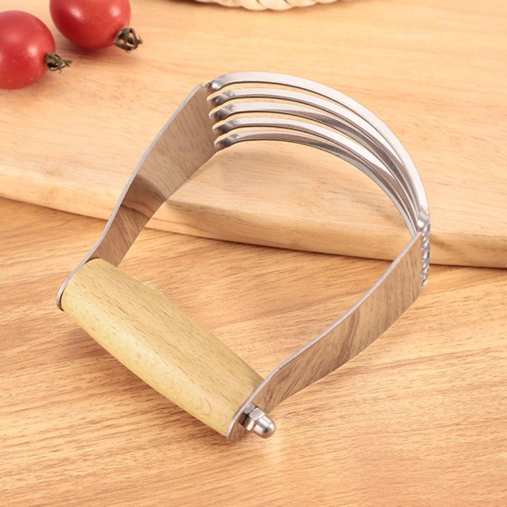 Stainless Steel Butter Churner Wood Handle Dough Mixer Egg Beater Flour Cutter Cream