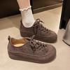 Thick-soled Inner Height Increase All-inclusive Women's Autumn New Versatile Casual Lace-up Round Head Doudou Shoes Tide