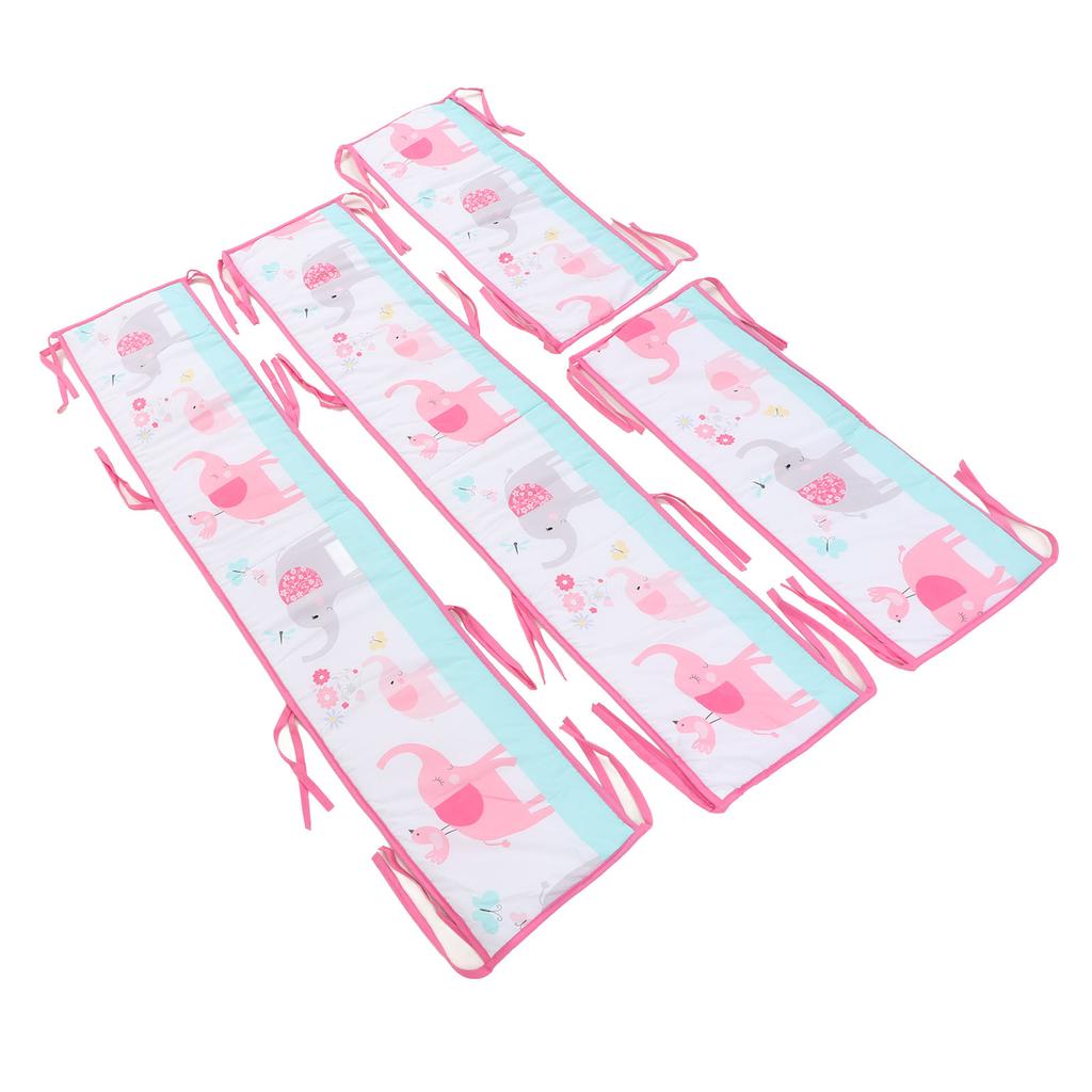 Комплект мягкой защитной подкладки для детской кроватки с милым принтом и дышащими однотонными полосками для мальчиков