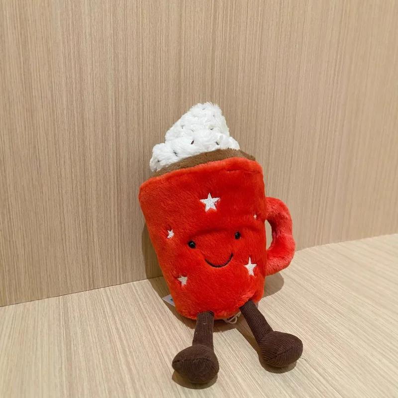20cm Hot Chocolate Red Coffee Cup Doll Home Decoration Cat And Dog Interactive Companion Plush Pet Holiday Gifts