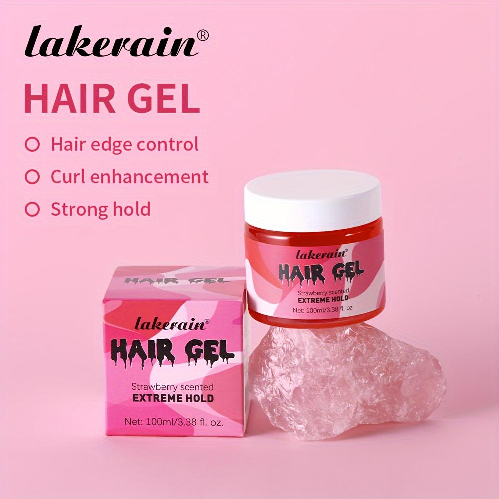 Hair Gel, Strawberry Scented, Extreme Hold, Extra Hold, All Hair Types, Styling Gel Great for Braiding, Twisting & Smooth Edges, 100ml/3.38fl.oz